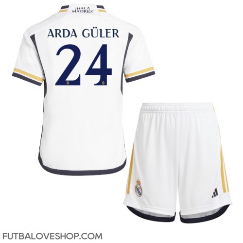 Dres Real Madrid Arda Guler #24 Domáci pre deti 2023-24 Krátky Rukáv (+ trenírky)